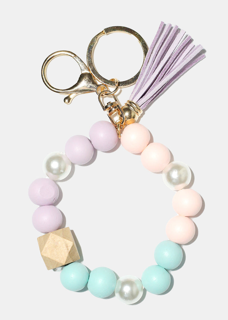 Keyring Bracelet with Pearls Purple/gold ACCESSORIES - Shop Miss A