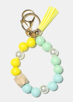 Keyring Bracelet with Pearls Yellow/gold ACCESSORIES - Shop Miss A