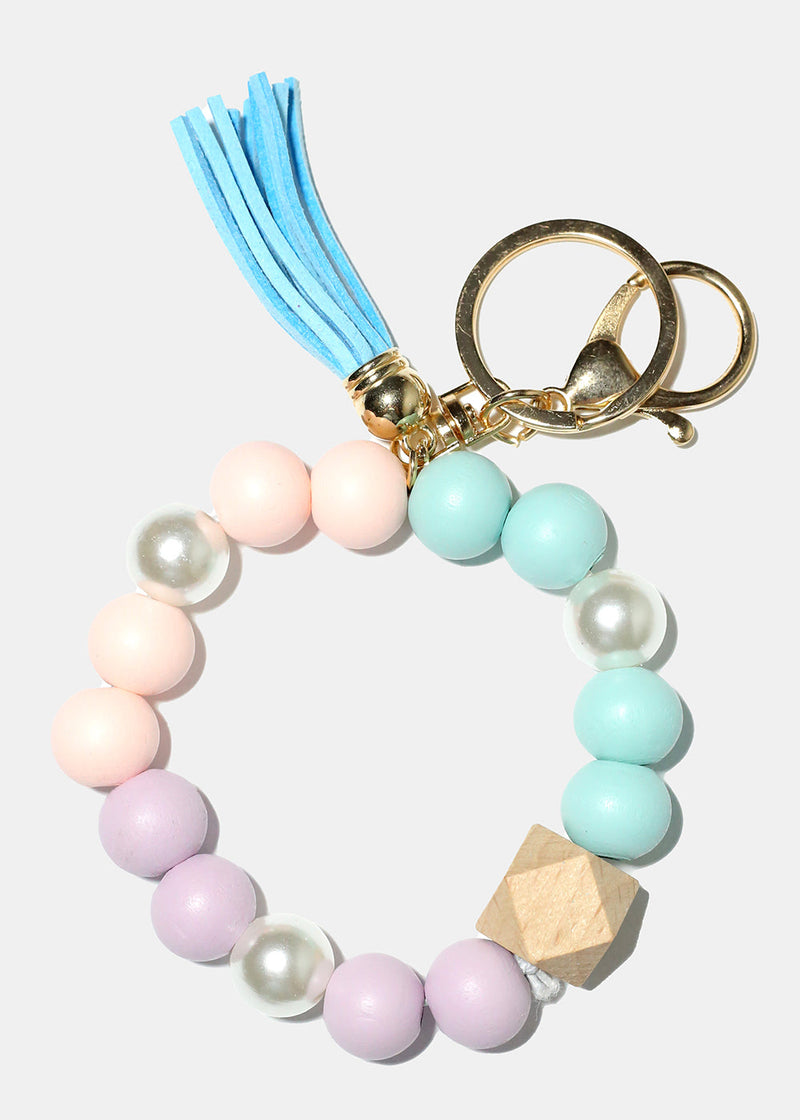 Keyring Bracelet with Pearls Blue/gold ACCESSORIES - Shop Miss A