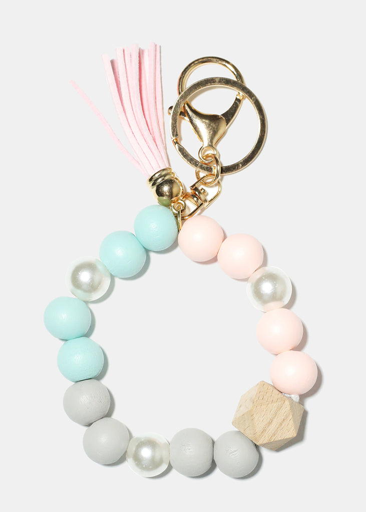Keyring Bracelet with Pearls Pink/gold ACCESSORIES - Shop Miss A