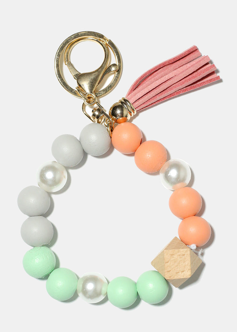 Keyring Bracelet with Pearls Orange/gold ACCESSORIES - Shop Miss A