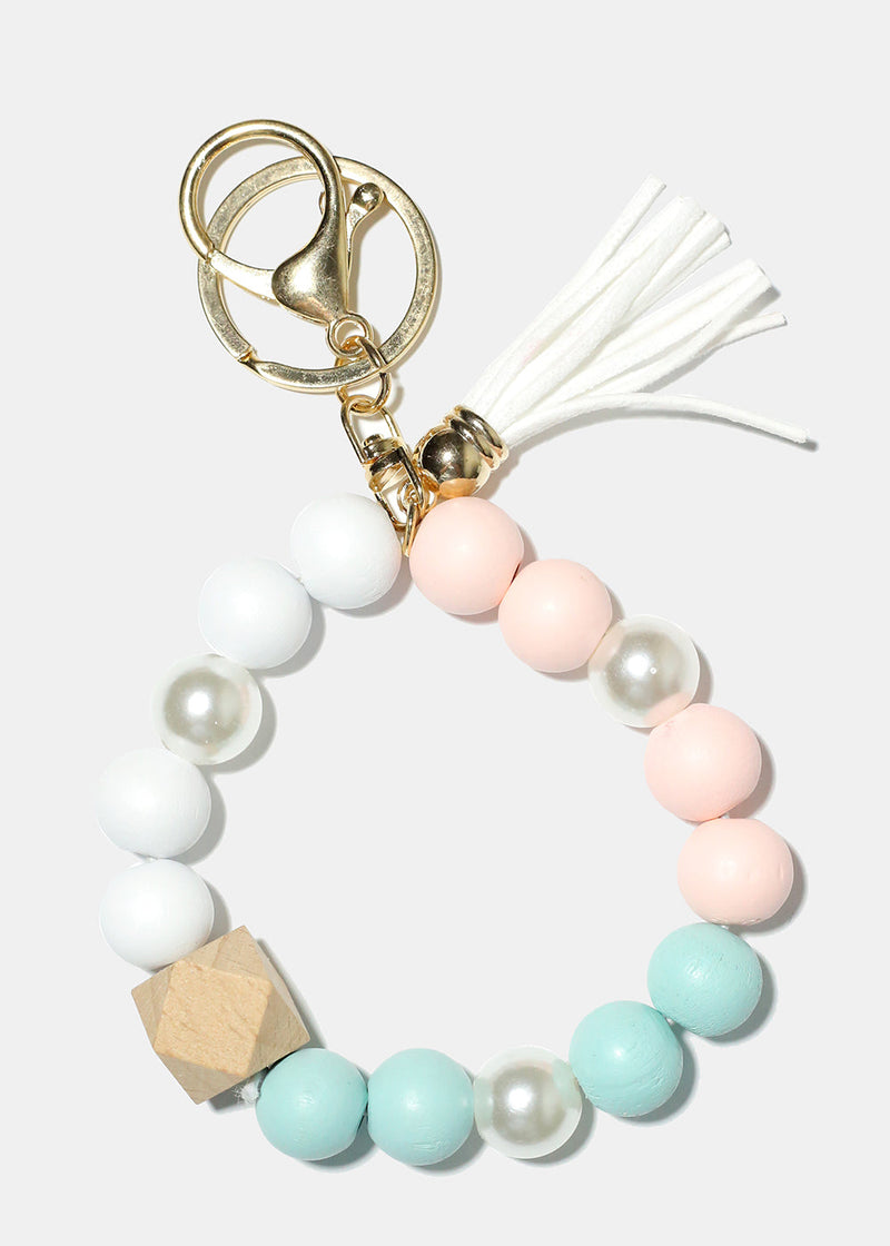 Keyring Bracelet with Pearls White/gold ACCESSORIES - Shop Miss A