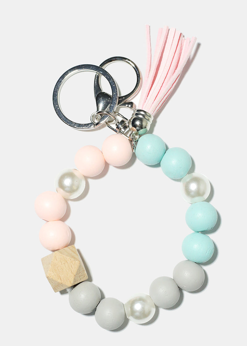 Keyring Bracelet with Pearls Pink/silver ACCESSORIES - Shop Miss A