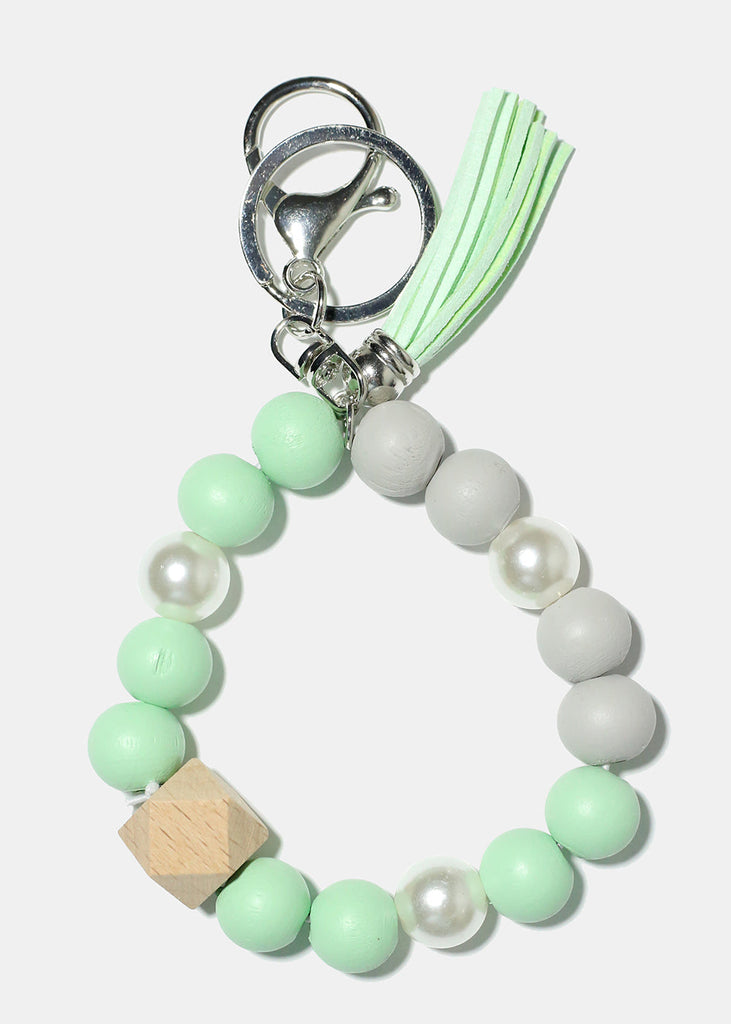 Keyring Bracelet with Pearls Green/silver ACCESSORIES - Shop Miss A