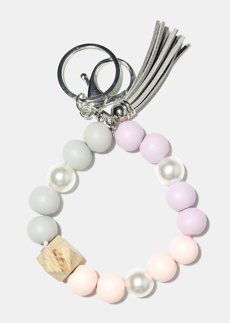 Keyring Bracelet with Pearls Grey/silver ACCESSORIES - Shop Miss A