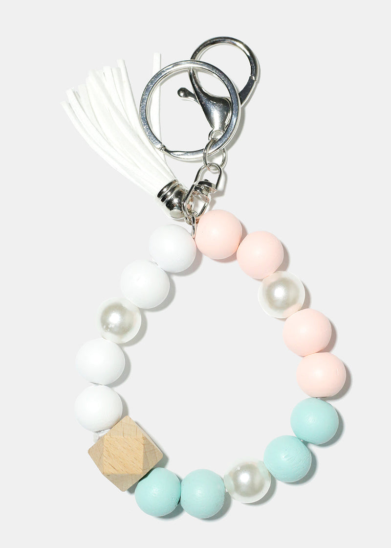 Keyring Bracelet with Pearls White/silver ACCESSORIES - Shop Miss A