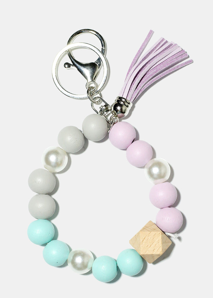 Keyring Bracelet with Pearls Purple/silver ACCESSORIES - Shop Miss A