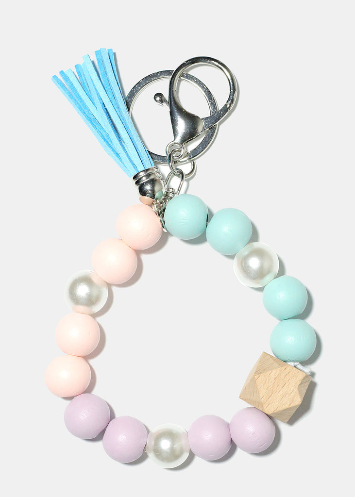 Keyring Bracelet with Pearls Blue/silver ACCESSORIES - Shop Miss A