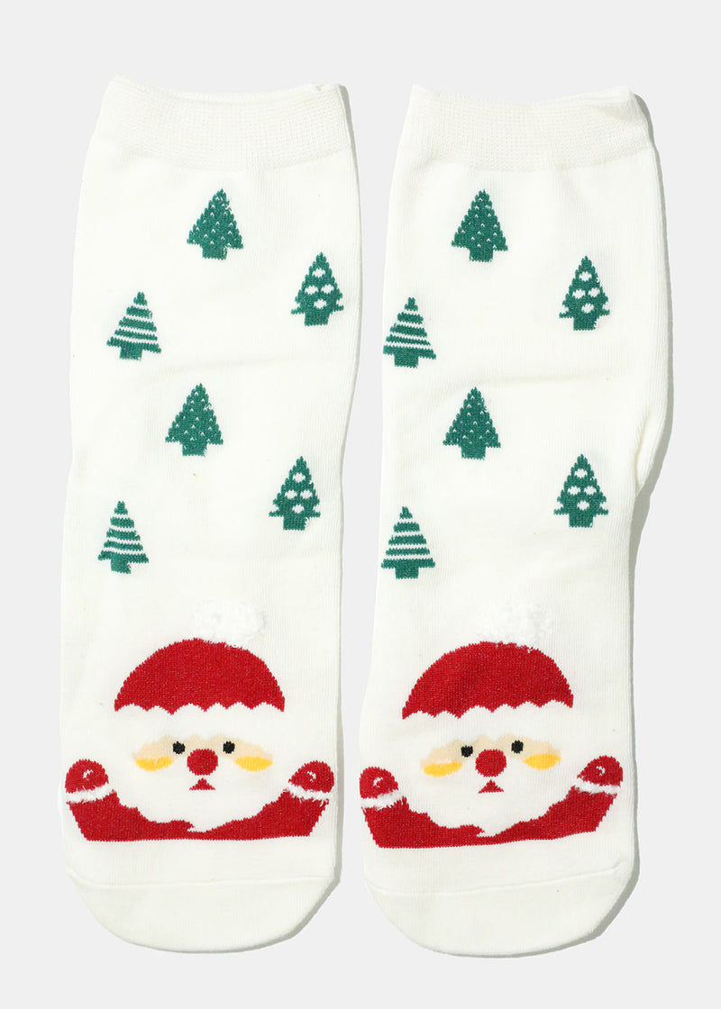 Christmas Socks with Hearts White ACCESSORIES - Shop Miss A