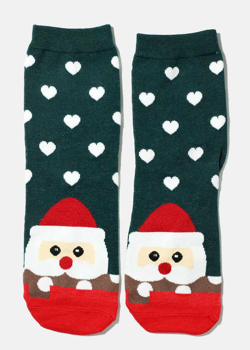 Christmas Socks with Hearts Green ACCESSORIES - Shop Miss A