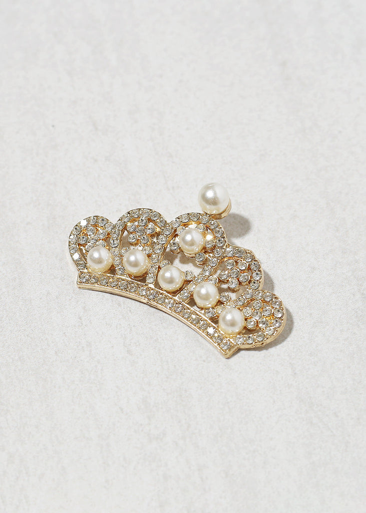 Crown with Pearl Brooch Pin White ACCESSORIES - Shop Miss A