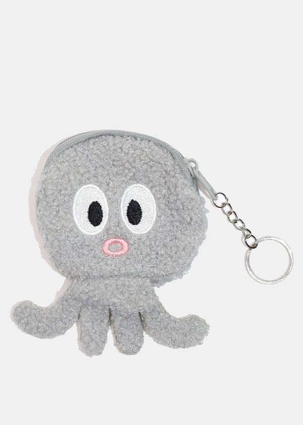 Furry Octopus Coin Pouch Grey ACCESSORIES - Shop Miss A
