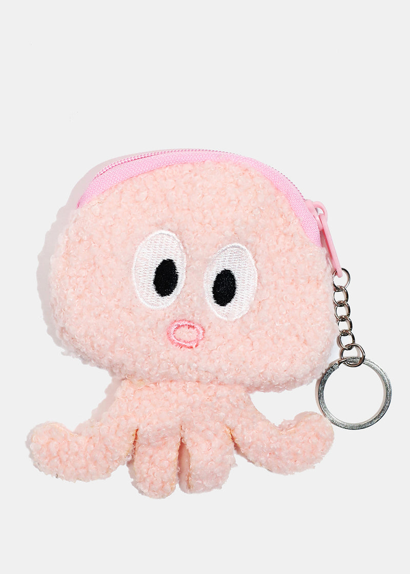 Furry Octopus Coin Pouch Pink ACCESSORIES - Shop Miss A