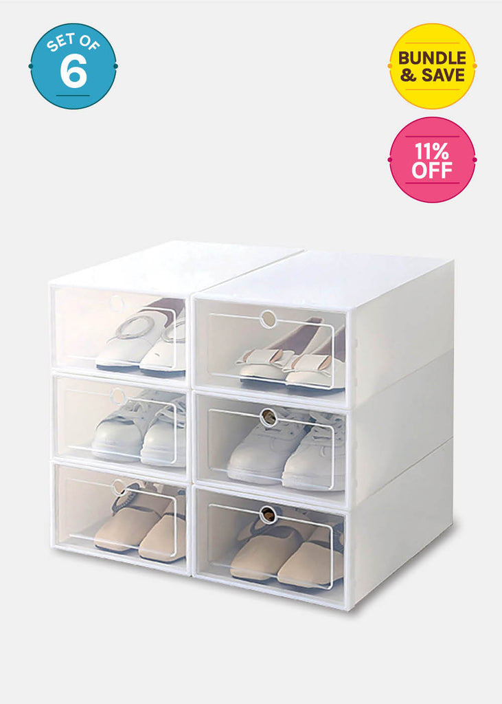 Official Key Items Stackable Shoe Storage Boxes White (6 Box Value Set) LIFE - Shop Miss A