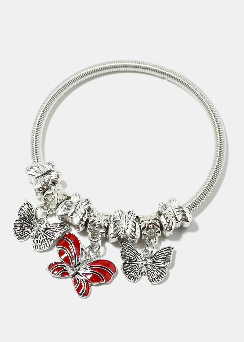 Butterfly Charm Coil Bracelet Silver/Random JEWELRY - Shop Miss A
