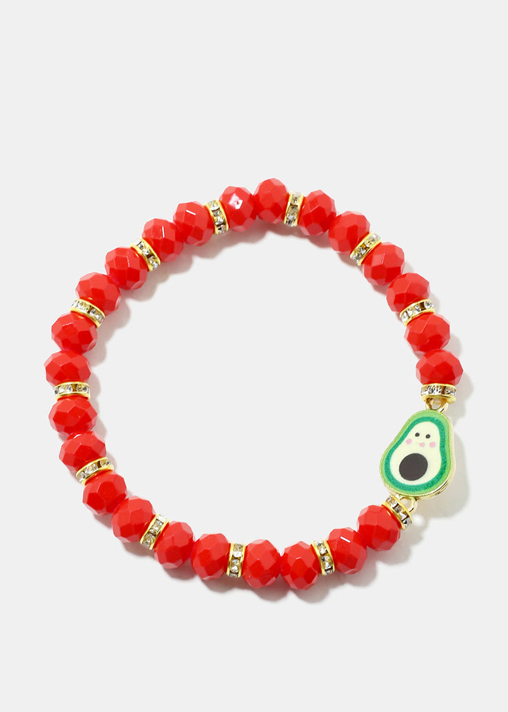 Avocado Charm Bead Bracelet Red JEWELRY - Shop Miss A