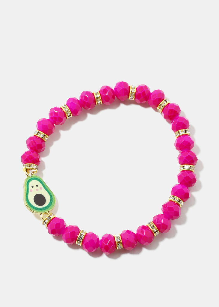 Avocado Charm Bead Bracelet Pink JEWELRY - Shop Miss A