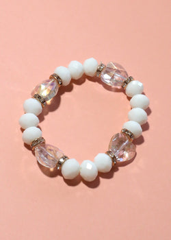 Clear Heart Bead Bracelet White JEWELRY - Shop Miss A