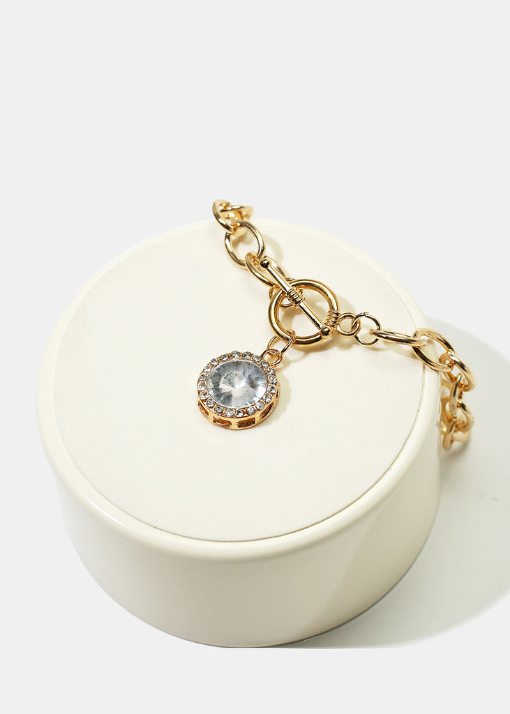 Large Gemstone Charm Chain Bracelet  JEWELRY - Shop Miss A