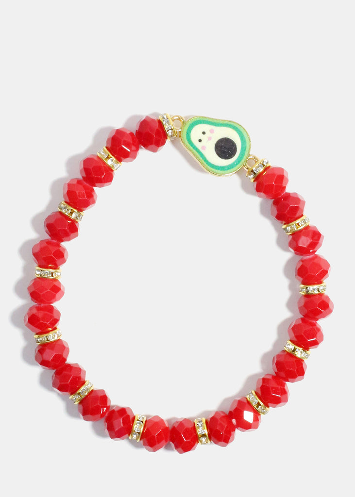 Avocado Charm Beaded Bracelet Red JEWELRY - Shop Miss A