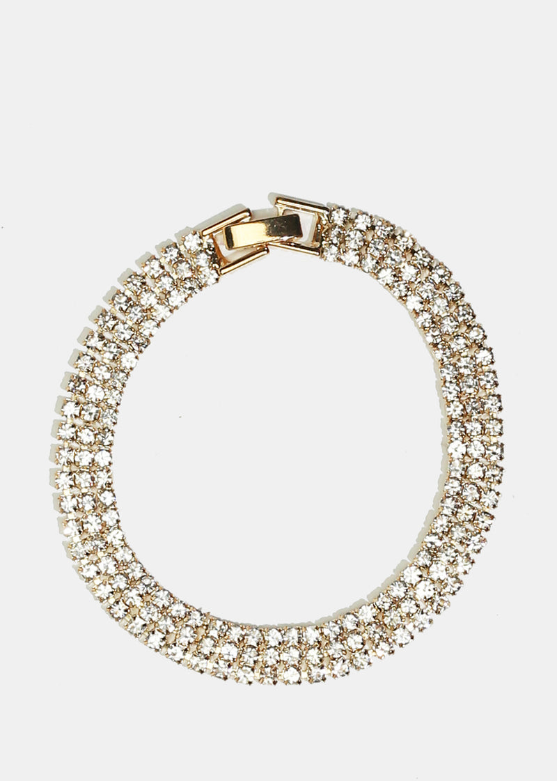 Sparkly Rhinestone Bracelet Gold JEWELRY - Shop Miss A