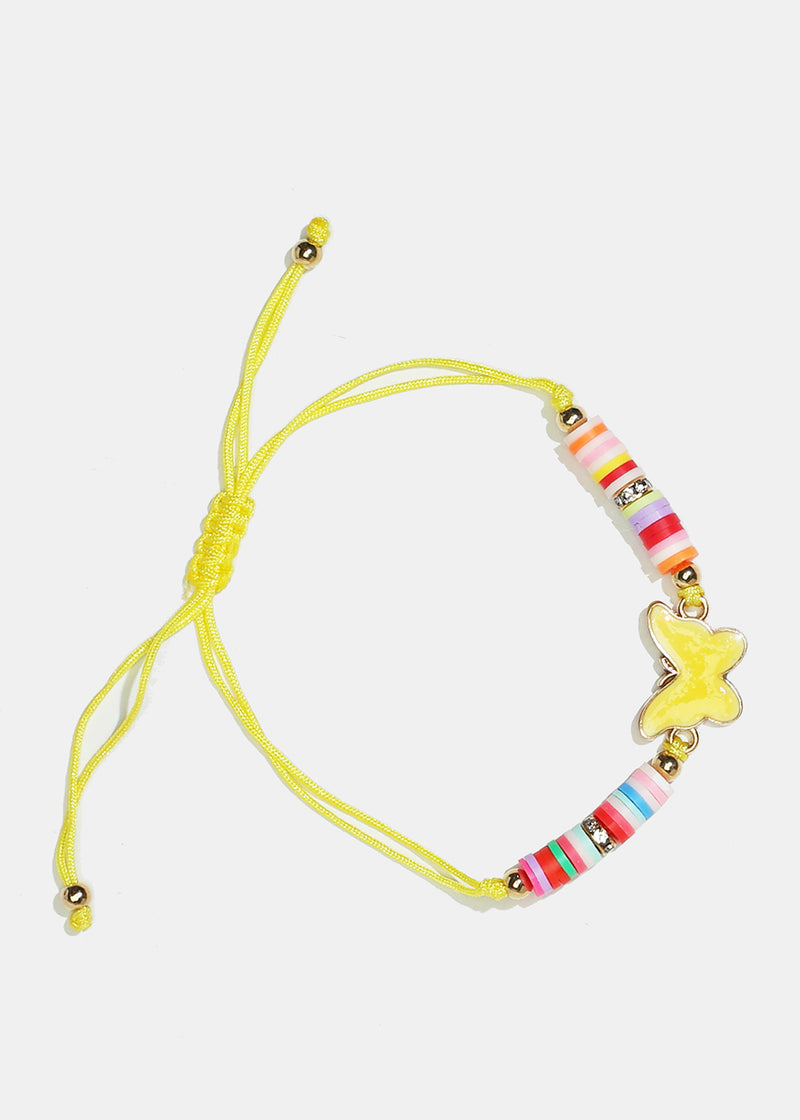 Enamel Butterfly Bead Drawstring Bracelet Yellow JEWELRY - Shop Miss A