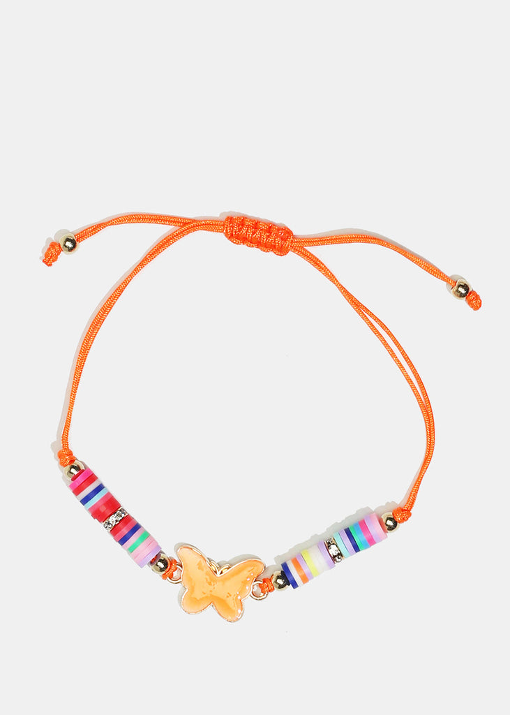 Enamel Butterfly Bead Drawstring Bracelet Orange JEWELRY - Shop Miss A