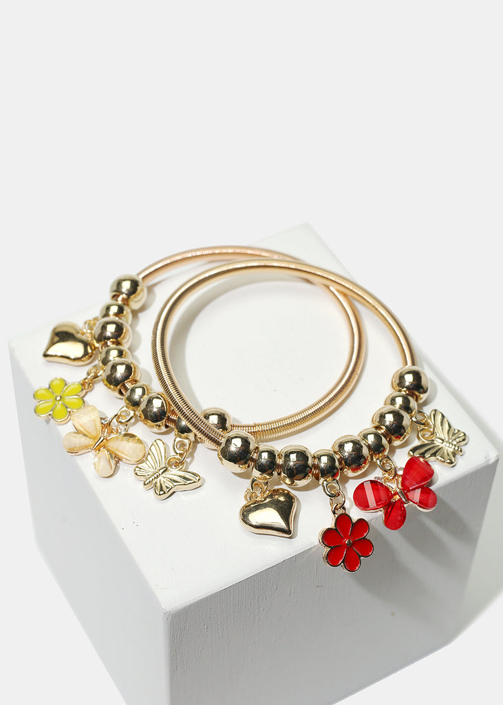 Flower & Butterfly Charm Coil Bracelet  JEWELRY - Shop Miss A