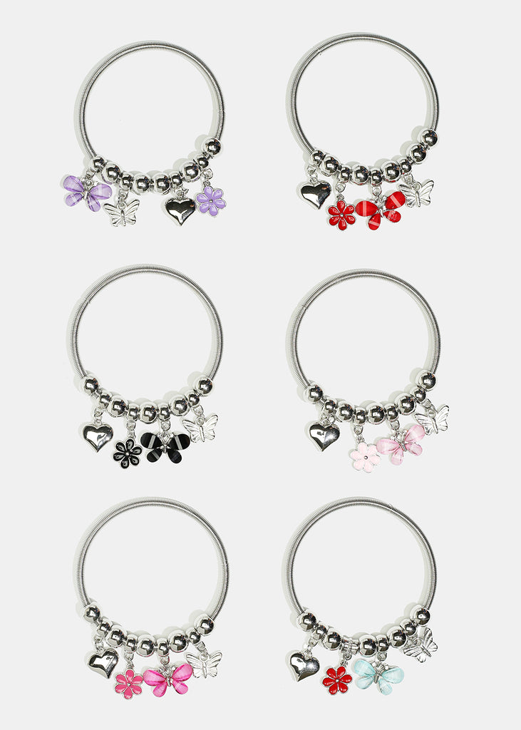 Flower & Butterfly Charm Coil Bracelet  JEWELRY - Shop Miss A