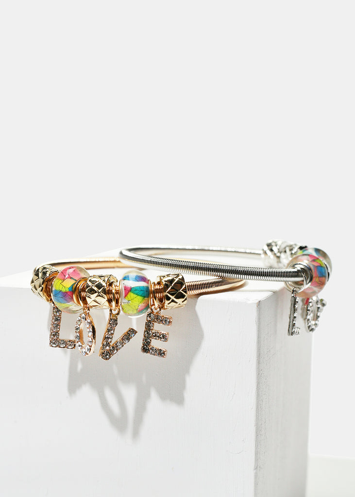 Colorful Bead & "LOVE" Coil Bracelet  JEWELRY - Shop Miss A