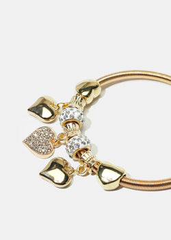 Heart Charm & Rhinestone Bead Coil Bracelet  JEWELRY - Shop Miss A