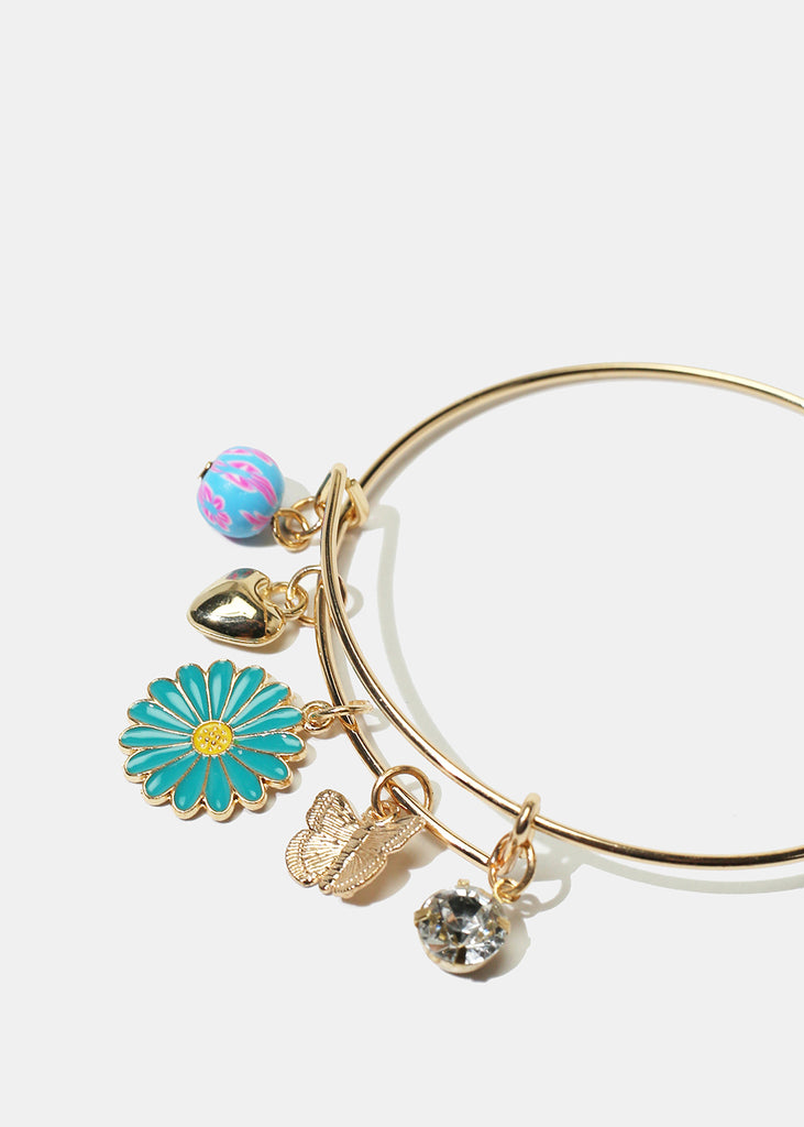 Flower & Butterfly Charm Bangle Bracelet  JEWELRY - Shop Miss A
