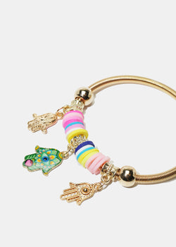 Colorful Hamsa Hand Charm Coil Bracelet  JEWELRY - Shop Miss A