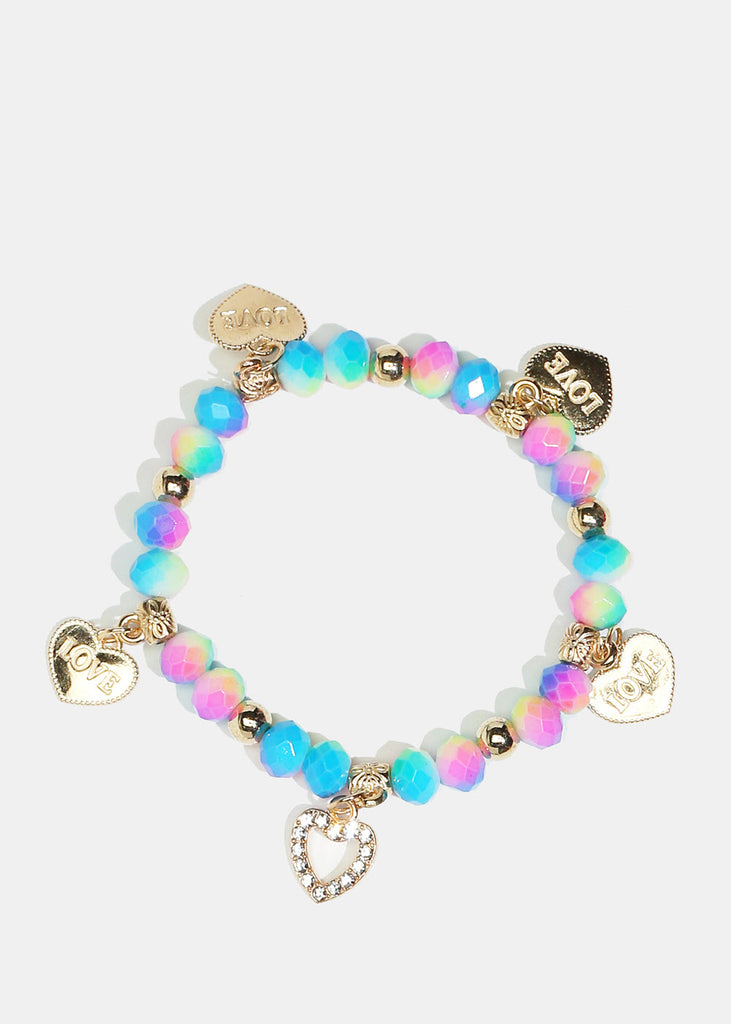 Bead & Heart Charm Bracelet Multi JEWELRY - Shop Miss A