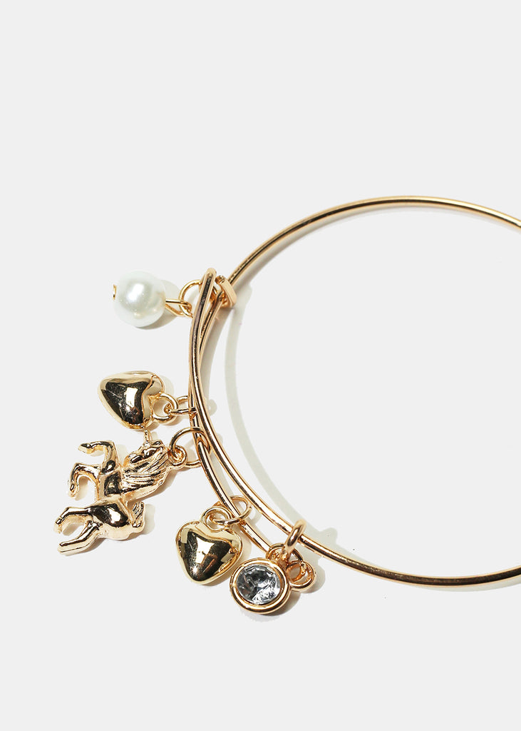 Unicorn & Heart Charm Bangle Bracelet  JEWELRY - Shop Miss A