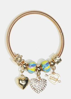 Heart Charm Coil Bracelet Gold JEWELRY - Shop Miss A