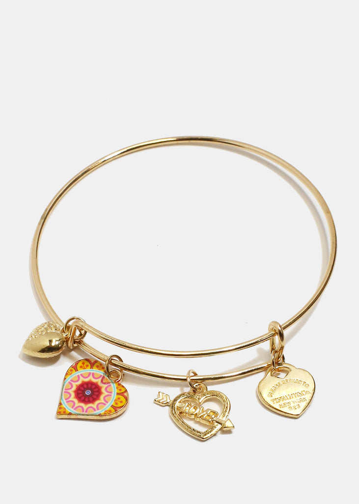 Multi Heart Charm Bangle Bracelet Gold/Random JEWELRY - Shop Miss A