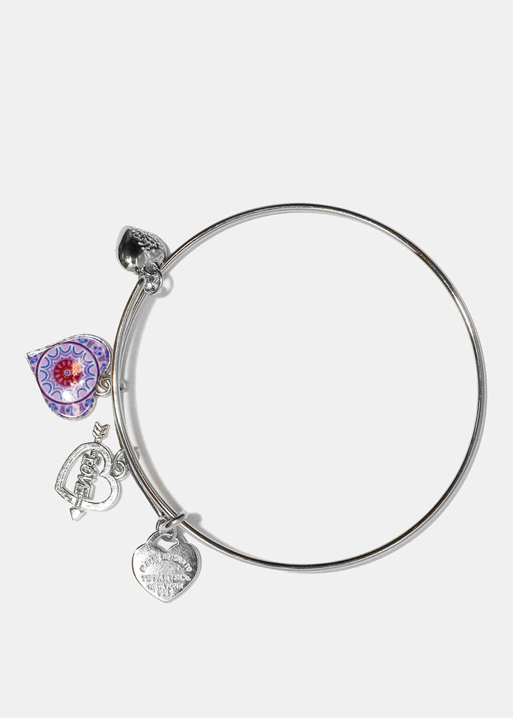 Multi Heart Charm Bangle Bracelet Silver/Random JEWELRY - Shop Miss A
