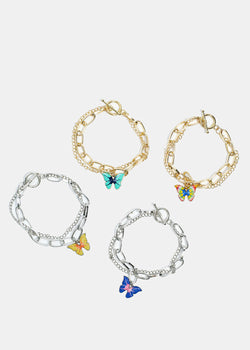Butterfly Charm Chain Bracelet  JEWELRY - Shop Miss A