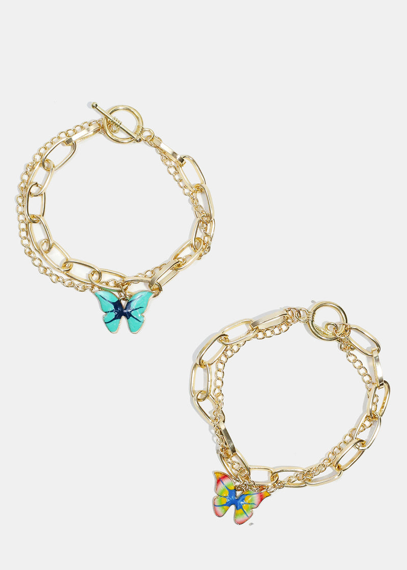 Butterfly Charm Chain Bracelet Gold/Random JEWELRY - Shop Miss A