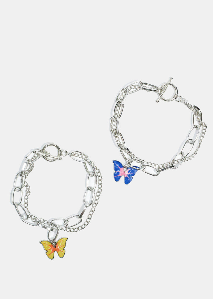 Butterfly Charm Chain Bracelet Silver/Random JEWELRY - Shop Miss A