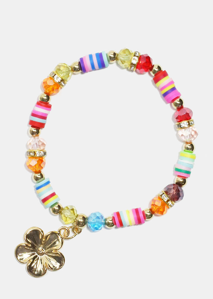 Colorful Beaded Charm Bracelet Flower JEWELRY - Shop Miss A