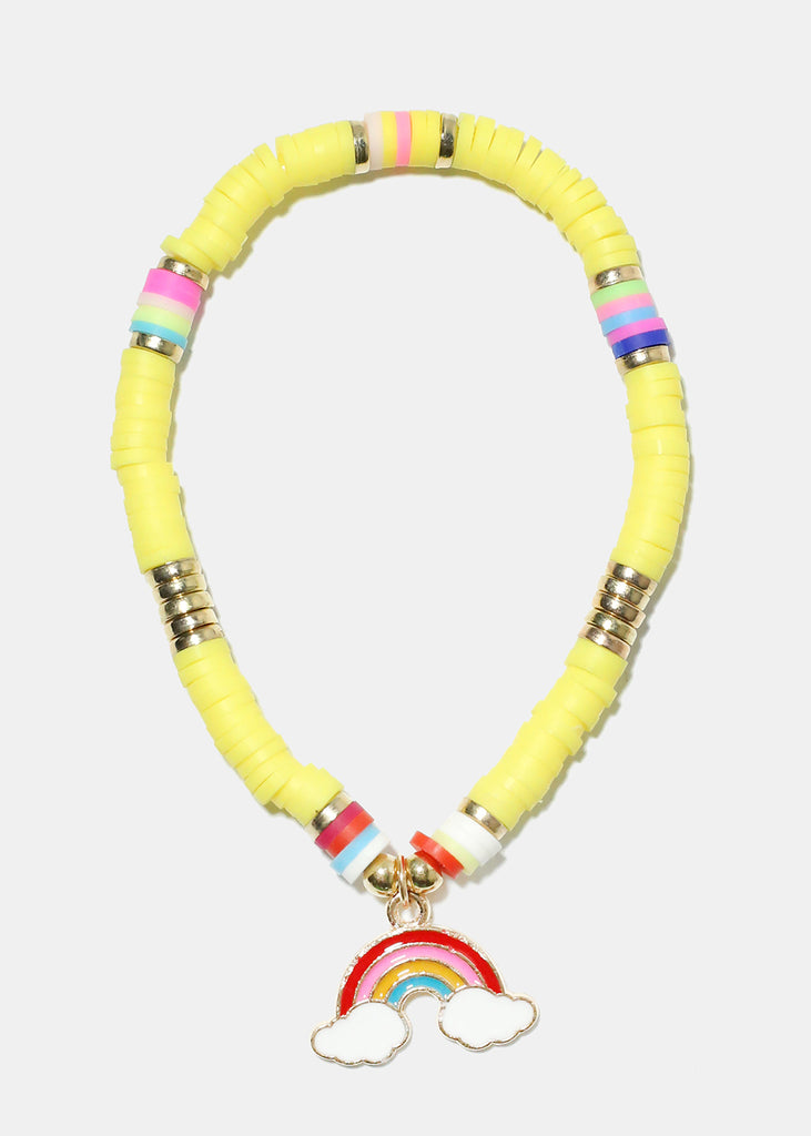 Rainbow Charm Beaded Bracelet Gold yellow JEWELRY - Shop Miss A