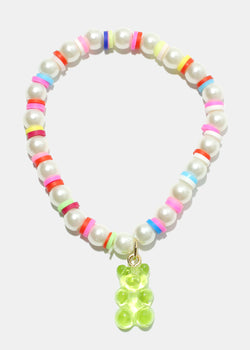 Gummy Bear Charm Bead & Pearl Bracelet Green JEWELRY - Shop Miss A