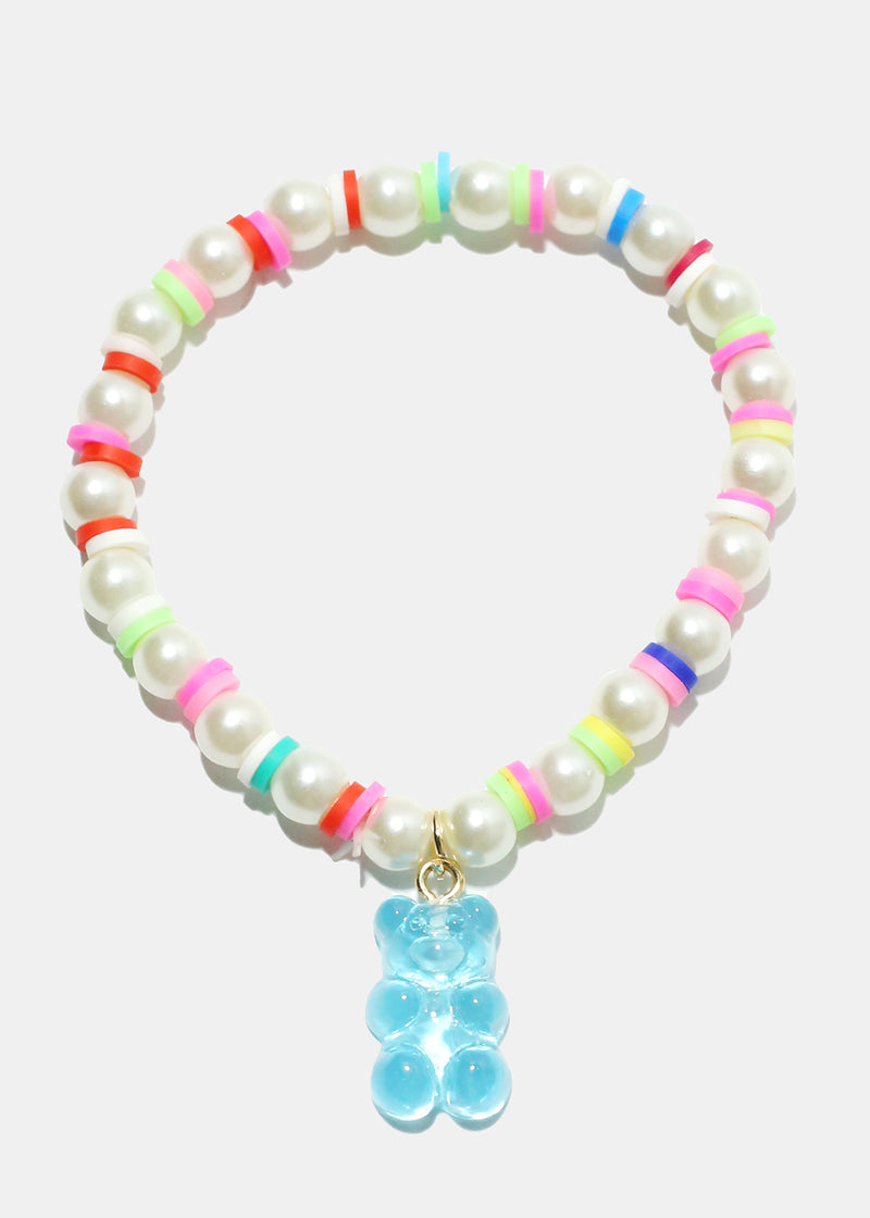 Gummy Bear Charm Bead & Pearl Bracelet Blue JEWELRY - Shop Miss A