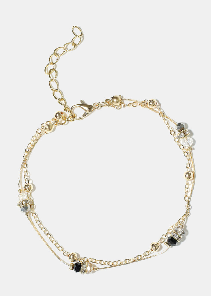 Bead Chain Anklet Gold black JEWELRY - Shop Miss A