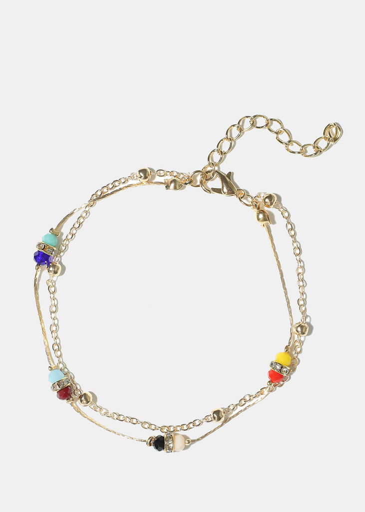 Bead Chain Anklet Gold multi JEWELRY - Shop Miss A