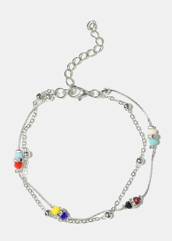 Bead Chain Anklet Silver multi JEWELRY - Shop Miss A