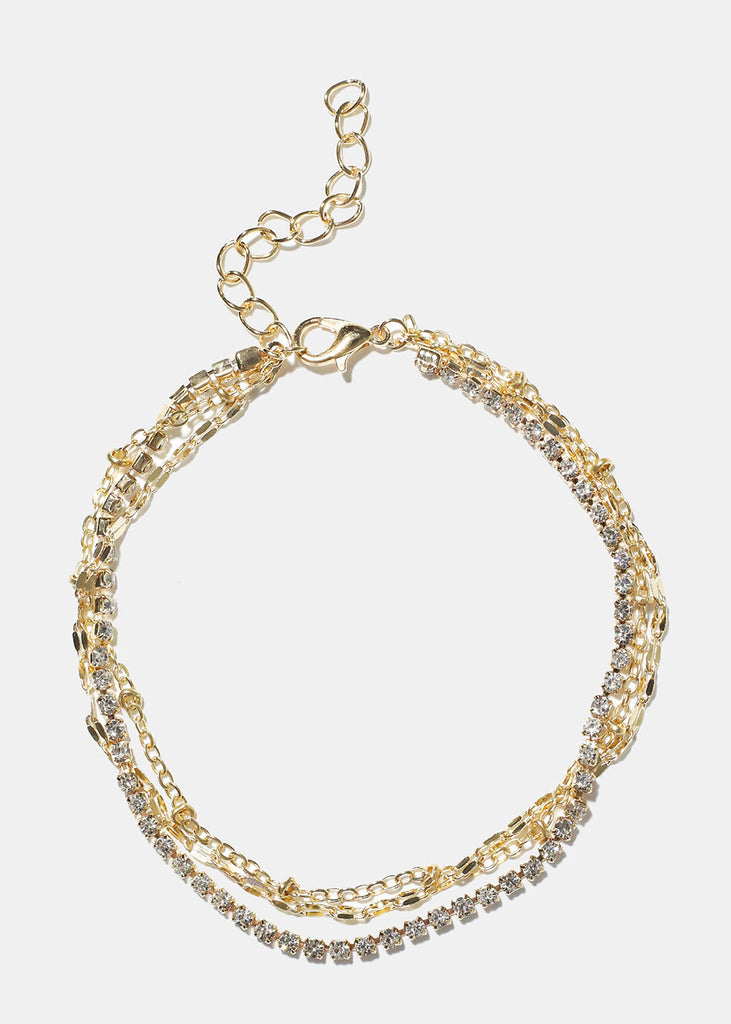 Rhinestone & Chain Anklet Gold JEWELRY - Shop Miss A