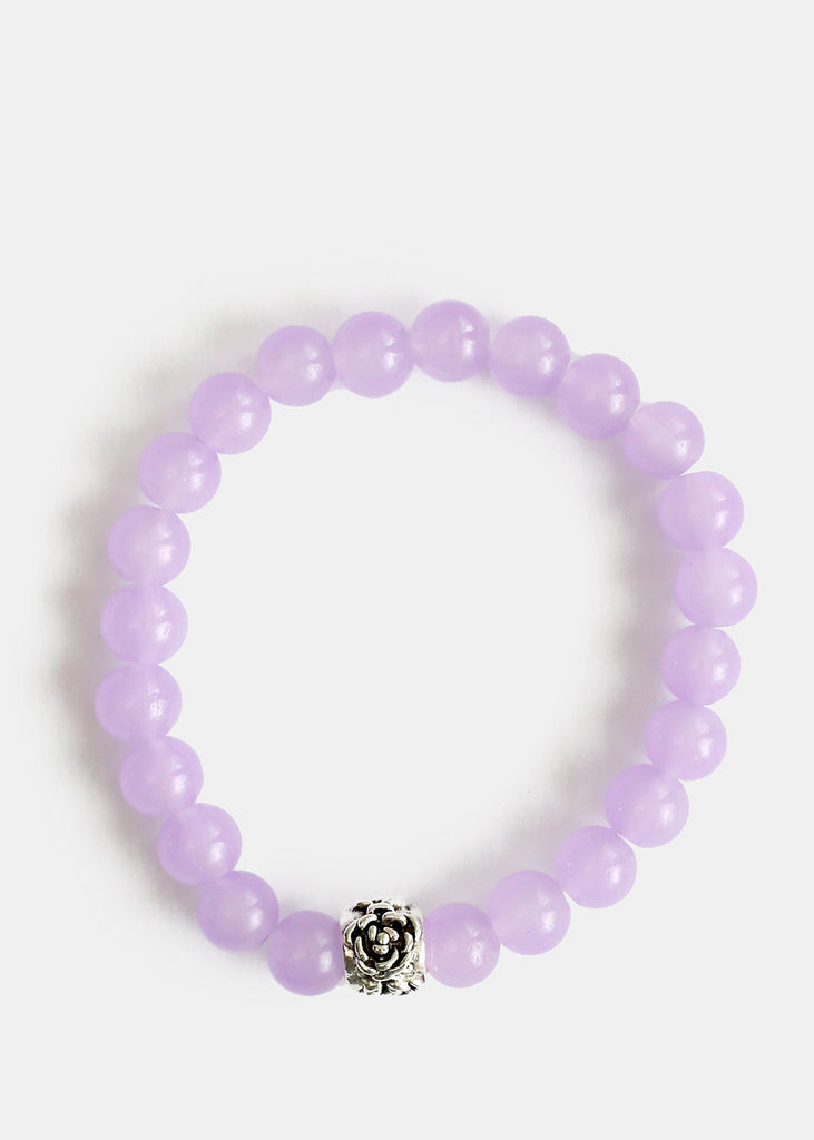 Rose Bead Bracelet Purple JEWELRY - Shop Miss A